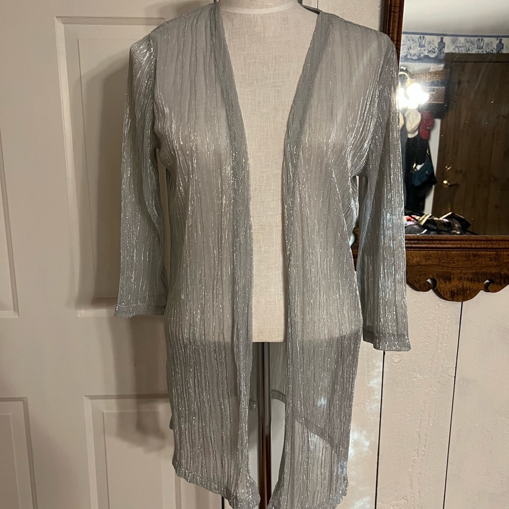 Chico's Dressy Formal Silver Jacket Womens Size S (1)